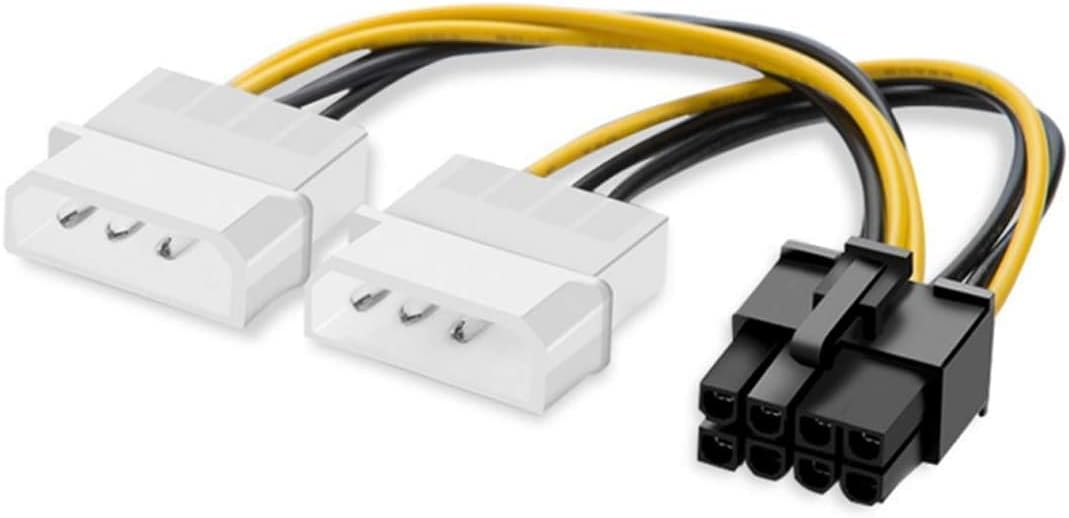 8-Pin PCI Express to Dual 4 Pin Molex LP4 Graphics Card Power Cable, 2 x Molex 4 Pin to 8-Pin PCI Express Video Card Pci-e ATX PSU Power Converter Cable (Pack of 1)