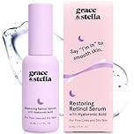 grace & stella 0.2% Retinol Serum for Face (50ml) - Restoring Retinol Serum with Hyaluronic Acid to Reduce Fine Lines, Wrinkles, Texture, Uneven Skin Tone - Anti-Aging, Hydrating, Vegan Skincare