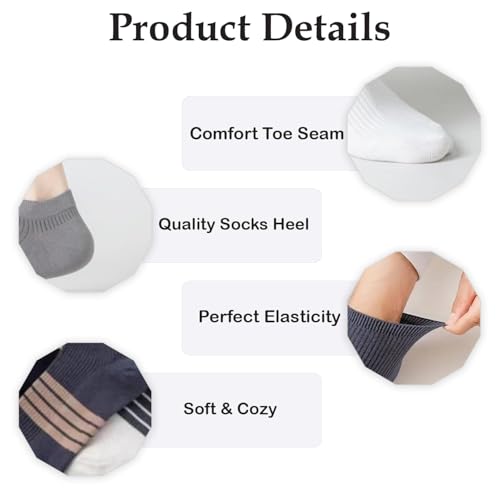 Image of MOMISY Men's Premium Cotton Cushion Ankle length Socks, (Multicolor) Pack of 5 (Free Size)