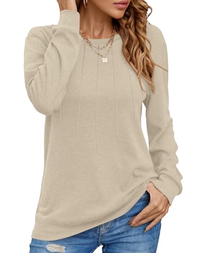 Cuptacc Langarmshirt Damen Winter Thermal Rundhals Locker Pulli Elegant...