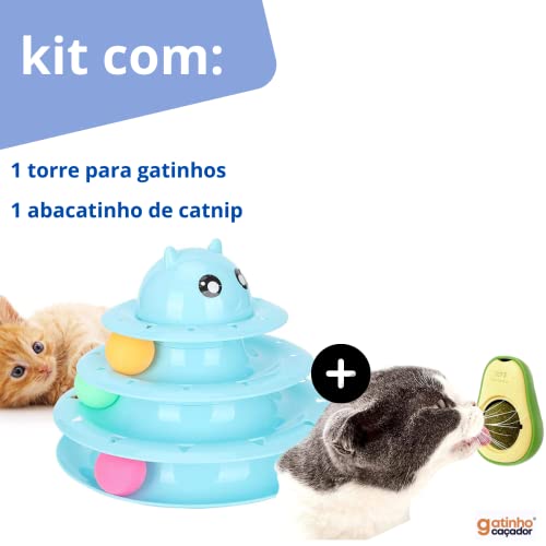 Brinquedo Interativo para Gatos Torre com 3 Bolinhas Coloridas com Pé Anti Derrapante (Rosa - Com Ab