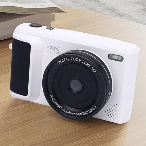 Cámara Digital 4K para Fotografía, Cámara de Vlogging de 64MP con Pantalla de Voltaje de 2.8 "180 °, Autococus 16x Zoom Digital Retro Mirrorless Video para Principiante (White) - imagen 5