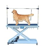 YOKWOK Upgrade Electric Pet Grooming Table, 50 Inch Dog Grooming Table, Professional X-Type Electric Lift for Large Dogs, with Anti-Static Anti-Slip Rubber Pad