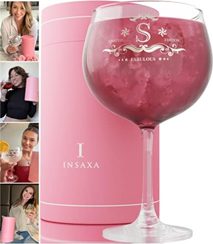 Personalised Gifts for Women - Large Gin Balloon Glass (730ML) - Your Choice of Initial (A)