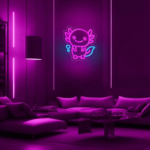 Image of Axolotl Neon Sign for Wall Decor,Dimmable Axolotl Neon Light,Pink Animal Light Up Signs for Bedroom Party Bar Background Christmas Gifts Decorations