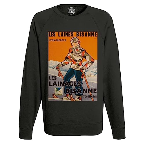 Sweat shirt homme ski vintage vetement pub affiche poster retro art deco des annees 30