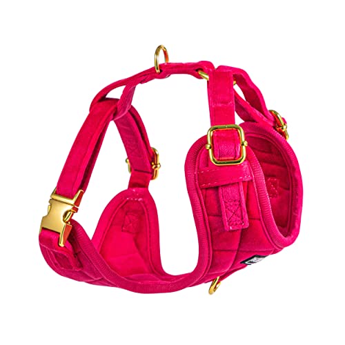 Fluffy Tailers Pretty in Pink Velvet No Pull Adjustable Dog Harness with Breathable Chest Strap for Small Medium & Teacup Sized Dogs - Image 3