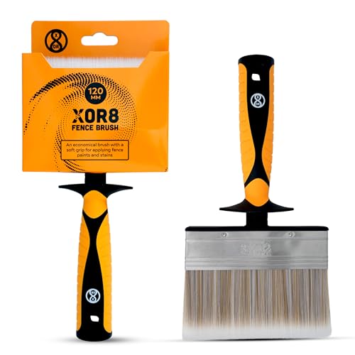 Xor8 Fence Block Brush 120MM Large Paint Brush with Corrosion-Resistant Ferrule & Soft Grip Handle High-Capacity Synthetic Bristles Ideal for Fences Decks Walls & Outdoor Painting Projects