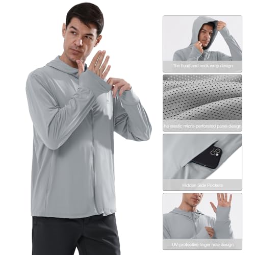 CAMEL CROWN Men's UPF 50+ Long Sleeve Full Zip Shirt Mens Sun Hoodie SPF Uv Light Jacket Sun Protection Shirts Rash Guard3