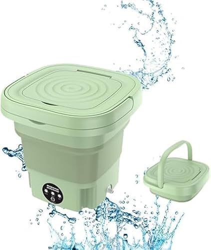 غسالة من تك زون للسكن الجامعي والمركبات الترفيهية والمنزل، باللون الأخضر مع تصميم قابل للطي وتشغيل بلمسة واحدة وأنماط غسيل متعددة