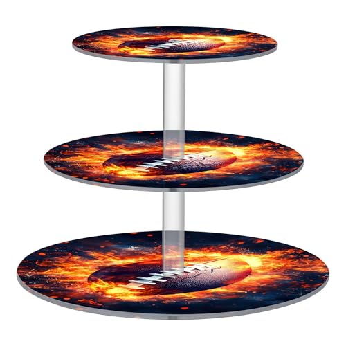 PYBUG American Football 3 Tier Acrylic Cupcake Stands Tower,Dessert Table Display Set for Tea Party,Wedding,Birthday, Baby Shower