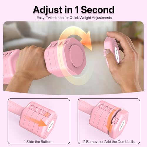 Image of JOROTO 5-in-1 Adjustable Dumbbell Set, 8LB /11LB Pair Adjustable Weights for Women at Home, 1s-Adjust Dual Locking Stable Hand Weights with TPE Soft Handle, Home Gym, Rehab, Pilates, Yoga, Strength Training