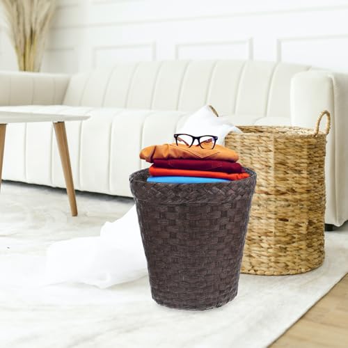 Cesta rectangular de gran capacidad tejida color café multifuncional 7