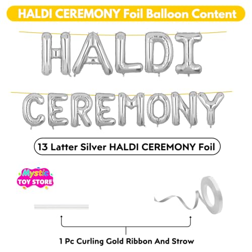 Image of Haldi Ceremony Banner Silver for Wedding Boys Girls Men Women Foil Balloon Decoration Decor Celebration Silveren