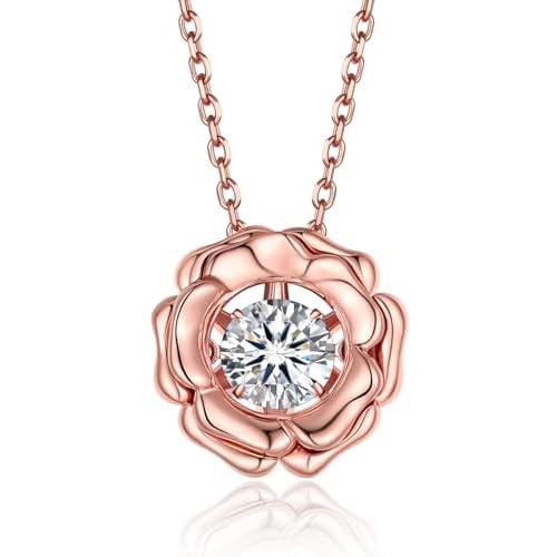 MomentWish Necklace for Women, Sparkling Gift for Her, 1Carat Moissanite Heart Pendent for Her, 925 Sterling Silver Dance Necklace for Anniversary Chr