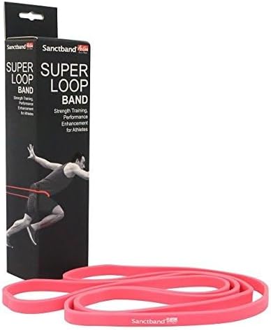 (Made in Malaysia)(Level 1 Light) 41" Sanctband Active Super Loop Band Latex, Exercise Chart Included Bands for Working Out Resistance Exercise Band Fitness Strength Training