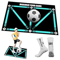 Cartlant Fussball Matte, 60x90 cm Rutschfeste Fußballmatte Schritt Fussball Trainingsmatte mit Fußballsocken, Stoßdämpfende Fussballmatte Training Ballkontrolle Trainingsmatte Geschenke für Kinder