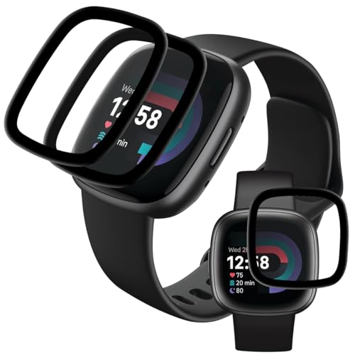 対応 Fitbit Versa4 / Fitbit Sense2 フィルム 【3枚セット 全面保護】 PET複合材 炭素繊維 3D曲面 スマートウォッチ Sense 2 / versa 4 液晶保護フィルム 高速反応 高透過率 傷防止 キズ修復機能 自動吸