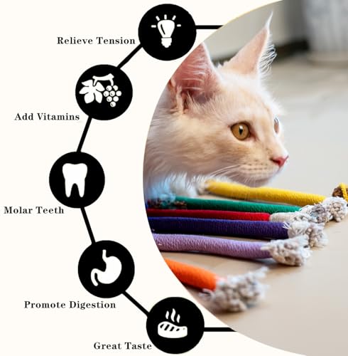 Petelligent Bent Cat Rope Toy, Pet Chew Toys, Interactive Tease Toys for Cats and Kittens, Bite-Proof Playthings, Cotton Rope Kitten Toys Dental Care Stress Relief Pet Supplies (Medium 6 Pack) - Image 5