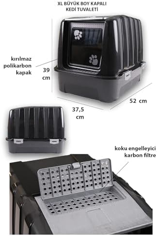 Lüks Kapalı Kedi Tuvaleti, 52x37,5x39 cm, Kedi Tuvalet Kabı - Görsel 4