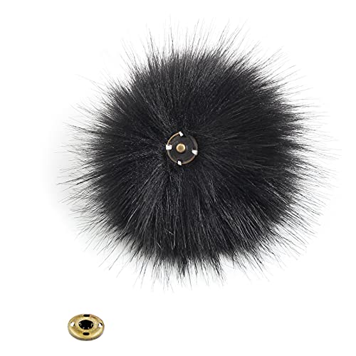 12pcs Faux Fox Fur Pom Pom with Press Button Removable Knitting Hat Accessories 4.3 Inches