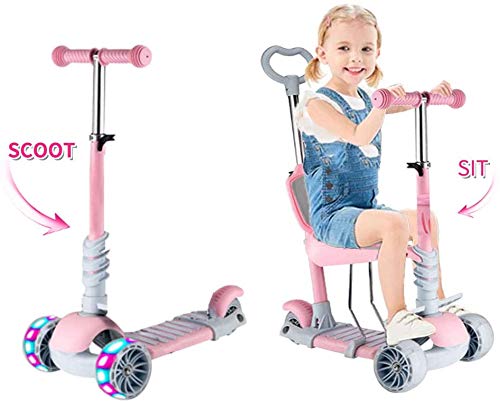Baobë 5 en 1 Enfants Trottinette/Bébé Trottinette, Trottinette Réglable pour Les Tout-Petits de 3 + Ans, Garçons & Filles Soutenant 50 kg (Rose Clair)