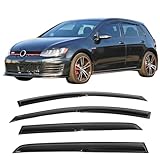 Window Visor Compatible with 2015-2019 VW Golf MK7, Acrylic Smoke Tinted & Semi-Transparent Sun Rain Shade Guard Wind Vent Air Deflector by IKON MOTORSPORTS