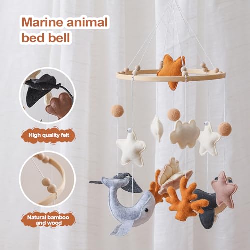 Mobile bébé en feutre animaux de l'océan pour veiller sur ses nuits