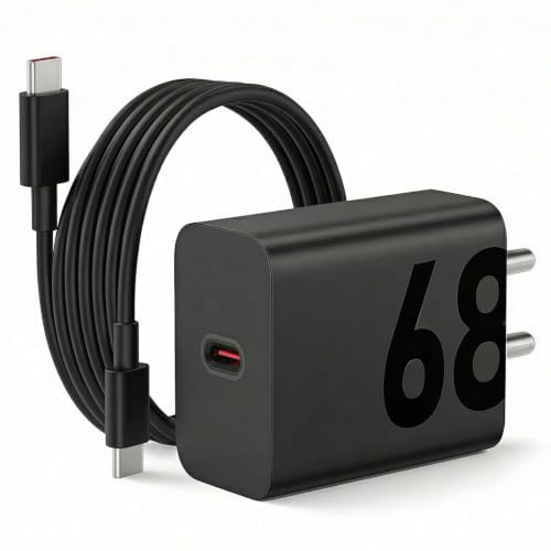 Image of 68W TurboPower Fast Charger Adapter | with Type-C to Type-C Cable | PD Charger Compatible with Moto Edge 40, Edge 30, G84, G73, Pro Smartphones, Tablets & More USB-C Devices By AILKIN
