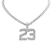 White Gold-Tone Iced Style Bling Hip Hop Jordan Number 23 Pendant 1 Row Stones Tennis Chain 16" Necklace Choker Chain