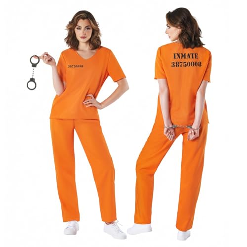 Fun Shack Déguisement Prisonnier Femme, Costume Carnaval Prisonnier Orange, Combinaison Prisonnier, S