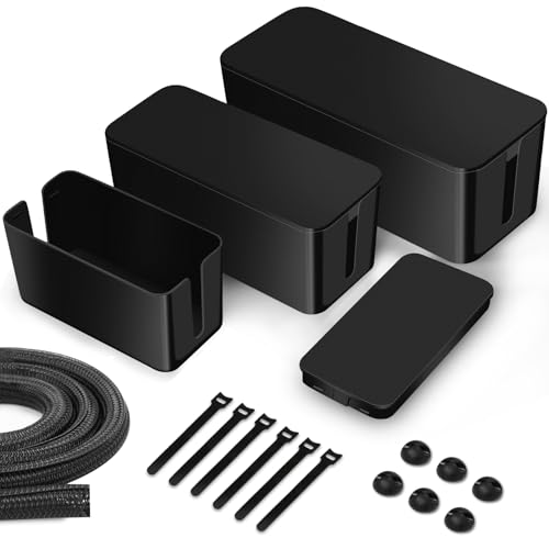 Lannvan Set 3 Scatole Gestione Cavi, Nero