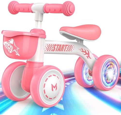 Topunny Balance Bike for Baby Girl Gift, Toys for 1 2 Year Old Girl Gifts Baby Bike with Colorful Wheels & Basket Toddler Balance Bikes Girls Toys First Birthday Gift for Girls 10-24 Month
