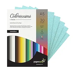 Paper Pep Colorissimi Card Stock 220GSM A5 Azzurro (Baby Blue) Unicolor Pack of 30 Sheets