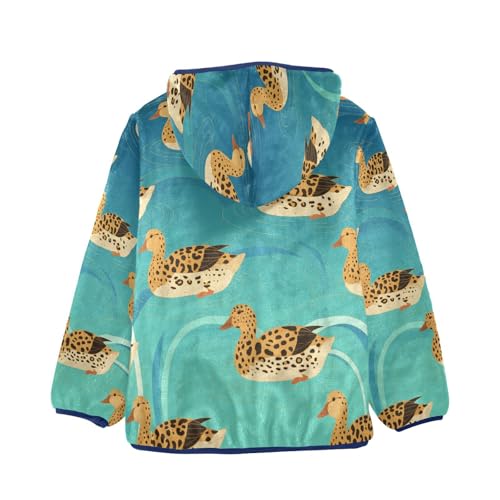 Ducks Swimming in Blue Water Toddler Fleece Jacket Girl Boys Hooded Fleece Jacket Coat Warm Outwear Zip-up 3-10T2