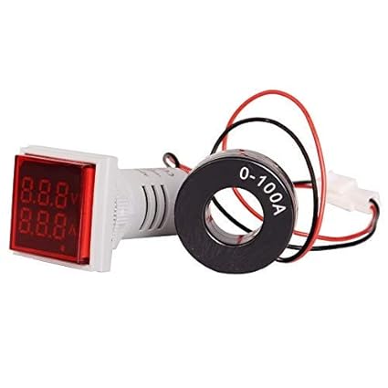 Microtail Direct AC 60-500V Digital Voltage/Current Meter LED Display Voltmeter-Ammeter 0-100A (Red)