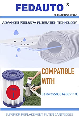 Fedauto Pool Filter Compatible With Bestway Filter Type I 58093,Spa Filter 3.5"X3.1" Pool Pump Flowclear 58381 58511E 300/330 Gal/H(220-240 V),(2Pack) #TOP3