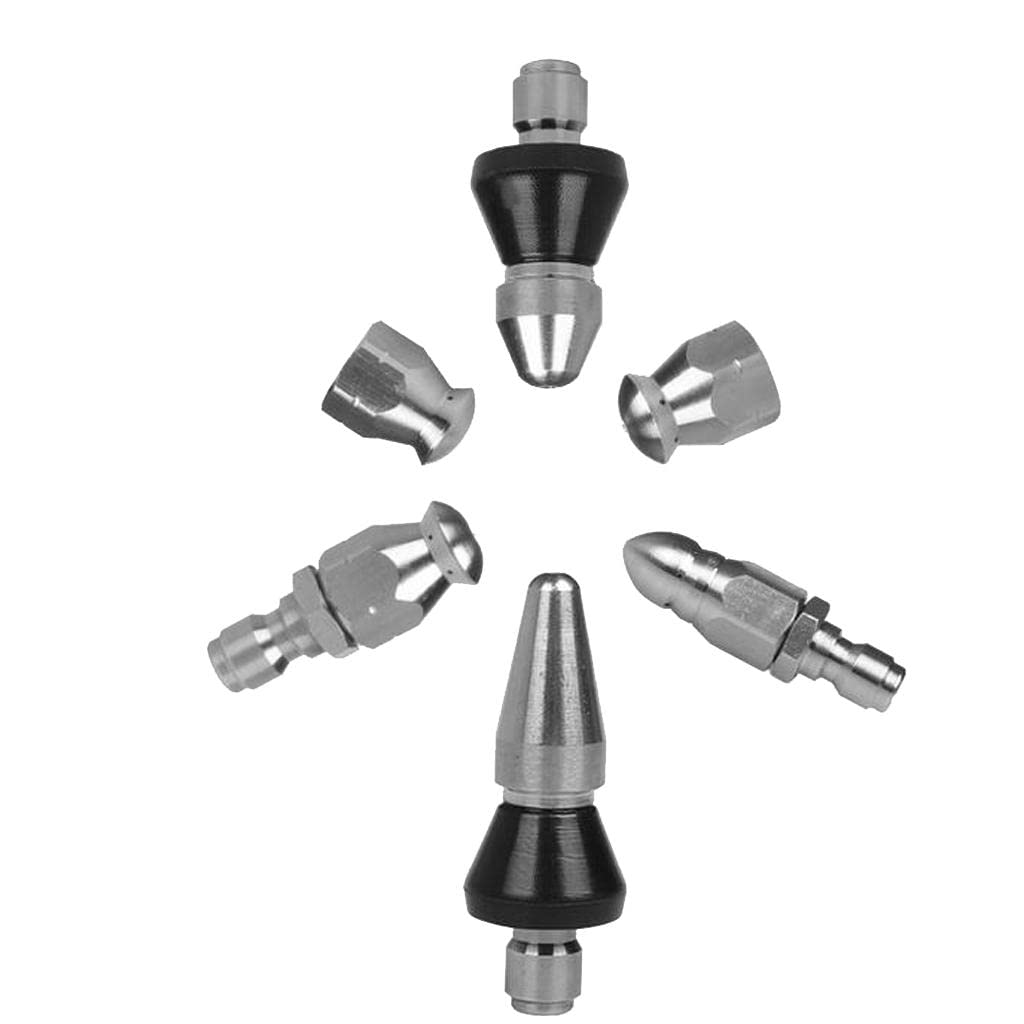 TRENDYNEST 1/4inch Quick Connector Rotary Sewer Cleaning Nozzle Stainless Steel Pressure Washer Jetter Nozzle Pipe Drain Washing Tools Head-image-24