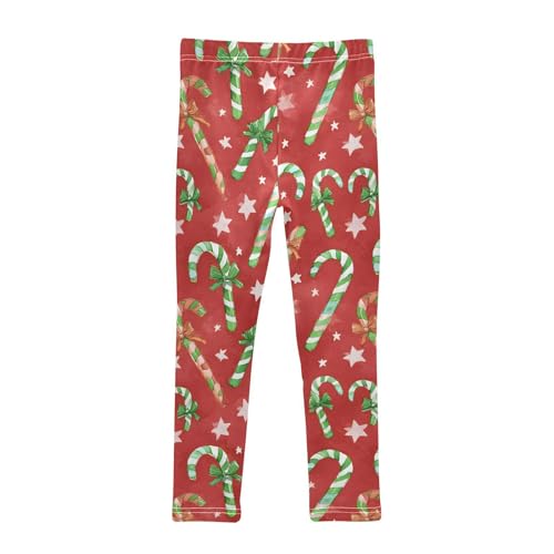 Green Candy Cane Bow Star Girls Leggings Ultra Soft Compression Yoga Gym Pants for Kids 4-10T2