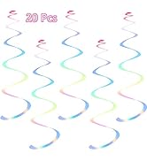 Iridescent White Swirl Hanging Decorations, Shimmer Plastic Streamer for Ceiling, Party Supplies ...