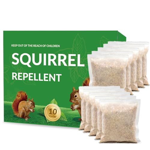 Image of Extra-Strength Squirrel Repellent, Chipmunk Repellent Outdoor, Mint Squirrel Repellents for Attic, Natural Squirrel Deterrent, Keep Rodents Out of Car Engines Garden,10P