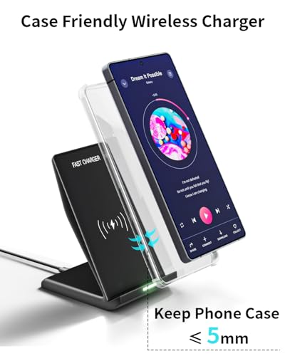 Image of Wireless Charger Stand for Samsung,15W Max Wireless Charging Stand Desk Charging Station Android Desk Charger for Samsung S26 /S25 Ultra /S24+ /S23 /S22 /S21 FE,iPhone Air /17e /17 Pro Max /16 Pro /15 /14 /13 /12