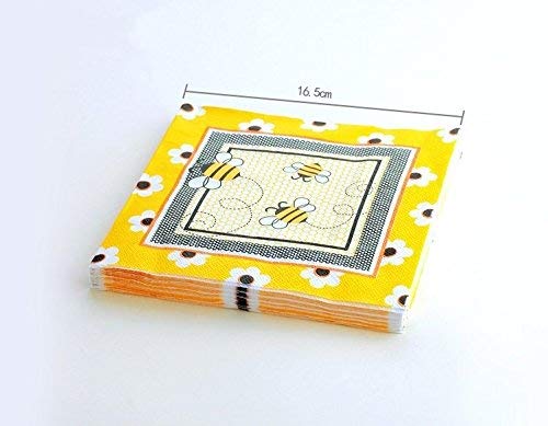 Wallye Bumble Bee Napkins, For What Will It Bee Gender Reaveal, Baby Shower, Honey Bee Themed Birthday Party, 20 Pack #TOP3