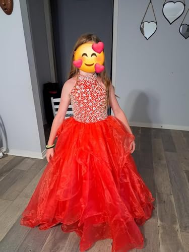 Elegant Halter Flower Girl Dresses Organza Pageant Gown Formal Evening Party Dress Aline Princess Prom Dress2