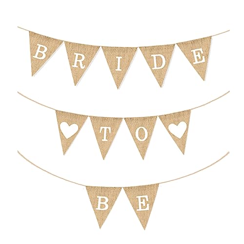 Jc.upin Bride To Be Banner Bride To Be Decorations Fabric Bunting Outdoor Waterproof Hessian Bunting Hen Party Accessories for Hen Party Decoration Vintage Burlap Hen Do Decorations Banner