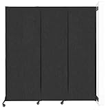 Versare Wall-Mounted QuickWall Slide-Open Portable Partition | Wheels or Stationery Option | Durable Privacy Room Divider Screen | Made in USA | 7' x 7'4' Black Fabric Panels