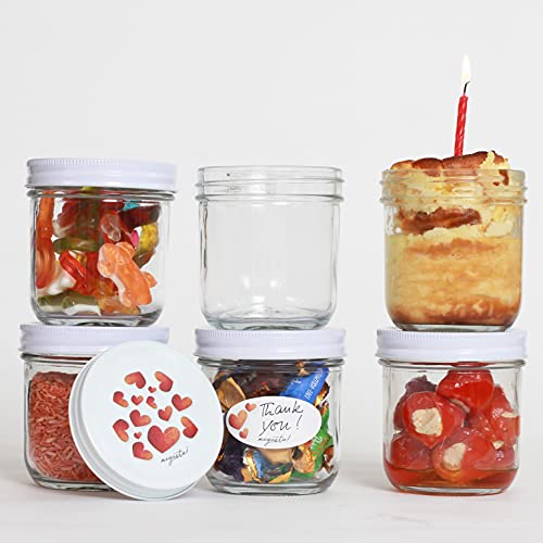megusta!® Einmachgläser mit Deckel, Set 6 x 350 ml mit 12 Etiketten, klares Glas mit Deckel Herz-Design, für Marmelade, Brotaufstrich, Pesto, als Formen zum Backen, Gefrierdosen, Frischhaltedose Cover