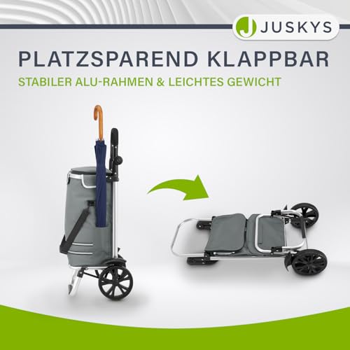Juskys Einkaufstrolley 3in1 mit 2 Rollen für Shopping - 56 L Tasche abnehmbar - Trolley klappbar & modern - Sackkarre Einkaufsroller Grau – Bild 8