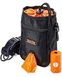 Mighty Paw Dog Treat Bag - Drawstring Closure Pouch - Includes Carabiner Hook and Pick-up Bags -...