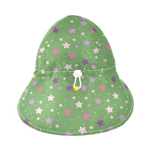 Infant Sun Hat Baby Boys' Hat Girl Sun Protection Adjustable Traveling Swim Hat Multicolored Stars Green3
